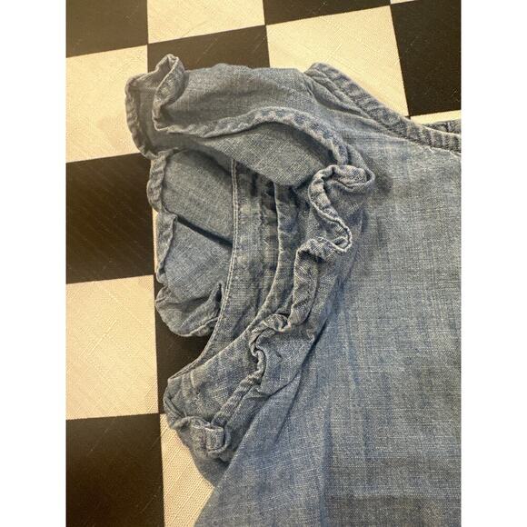 Toddler girls Polo Ralph Lauren 100% cotton ruffled top Jean color buttons 2T - Picture 2 of 6